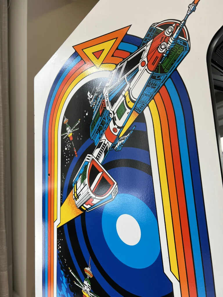 Space Duel Arcade Upright by Atari - Side Art Cleaning with Magic Sponge