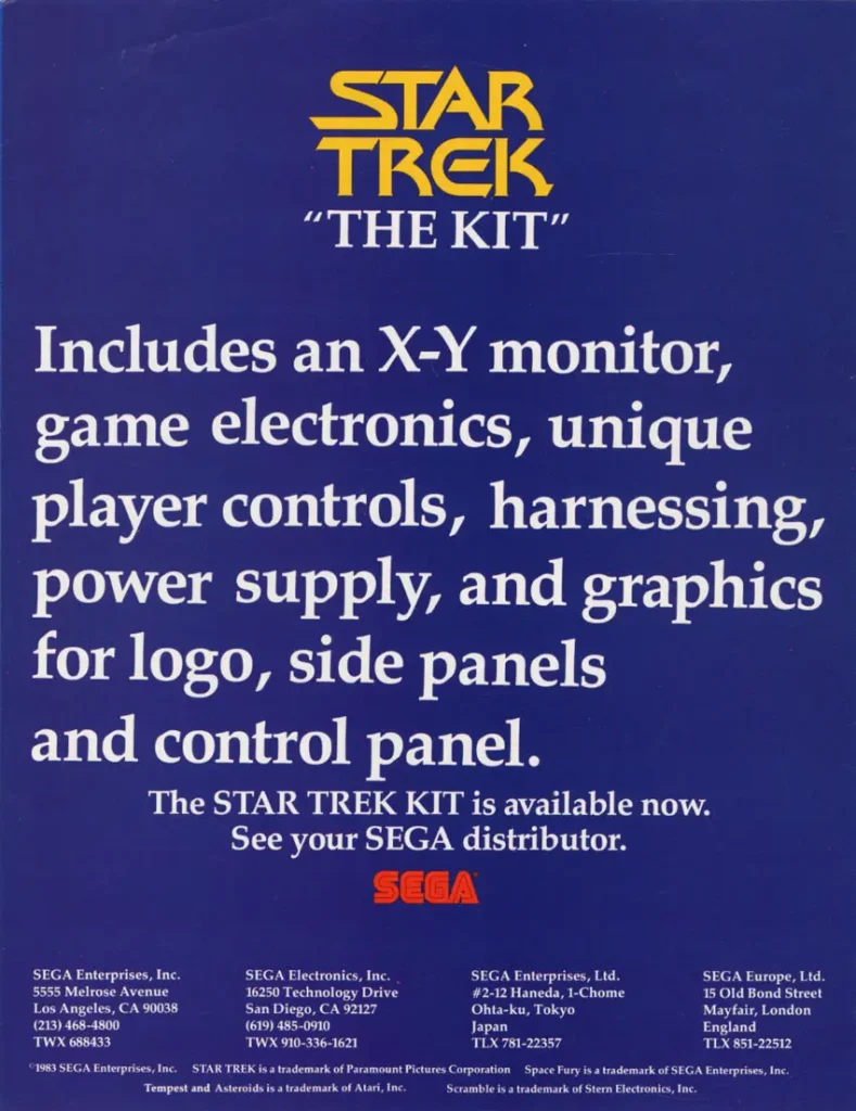 Star Trek Sega Arcade Conversion Kit Folder