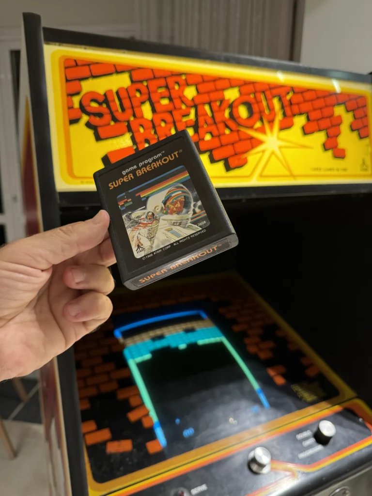 Super Breakout Atari Cartridge anb Arcade Cabinet